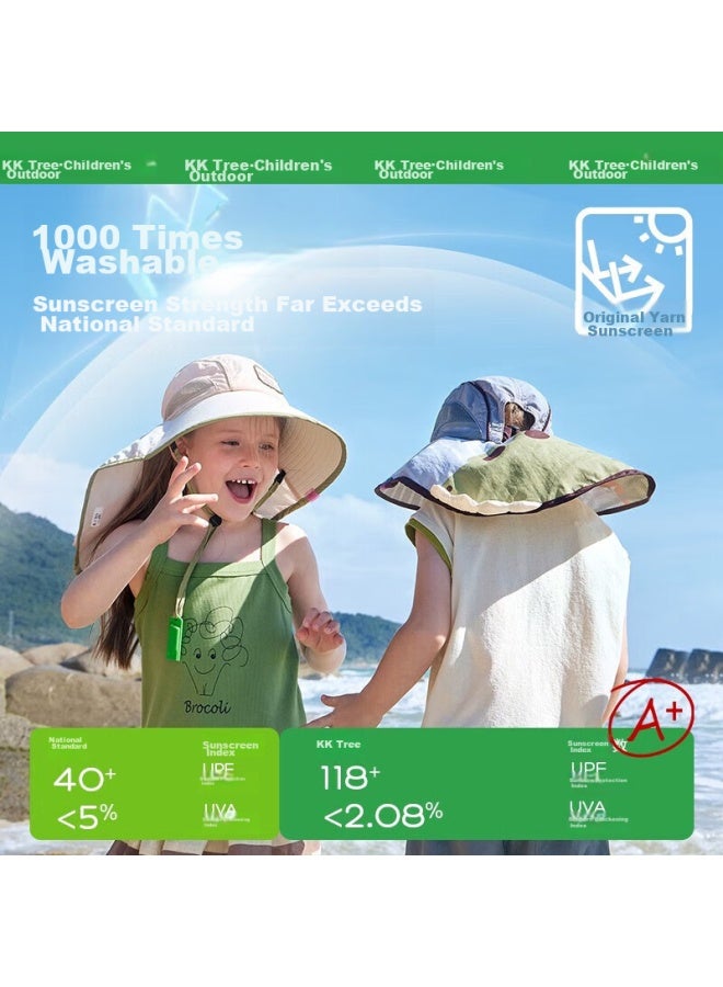 Kocotree Children's Sun Protection Hat, Uv-resistant, Kids' Cape Hat, Wide-brimmed Sunshade, Summer Outdoor Beach Hat - Image 2