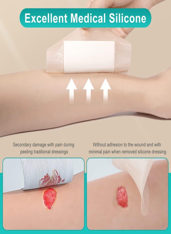 Dimora Silicone Foam Dressing with Border Adhesive 6"x6" Waterproof Wound Dressing Bandage for Wound Care 20 Pack - Image 3