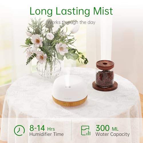 ASAKUKI Essential Oil Diffuser, 300ml Ultrasonic Aromatherapy Oil Humidifier with 7 Colors Lights 2 Mist Mode for Home - Image 2