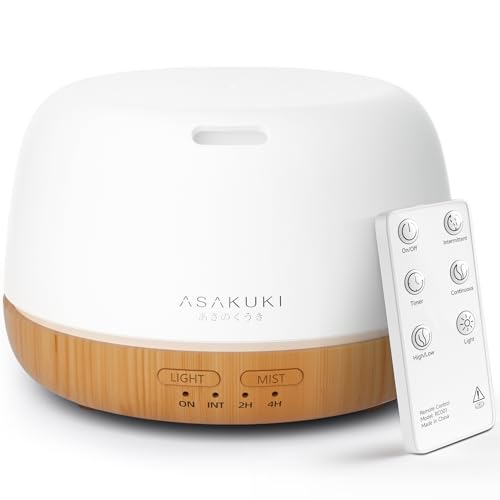 ASAKUKI Essential Oil Diffuser, 300ml Ultrasonic Aromatherapy Oil Humidifier with 7 Colors Lights 2 Mist Mode for Home - Image 1
