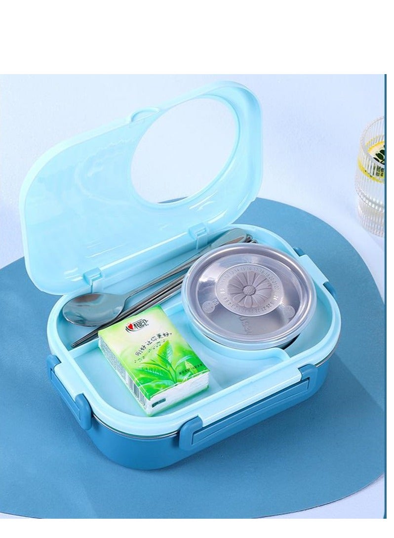 Golden Stainless Steel Lunch Box,Thermal Insulation Bento lunch box,Steel Food Container with Soup Bowl,Containers Lunch Box with 3 Compartments,Kids School Lunch box(1000 ml) - Image 2