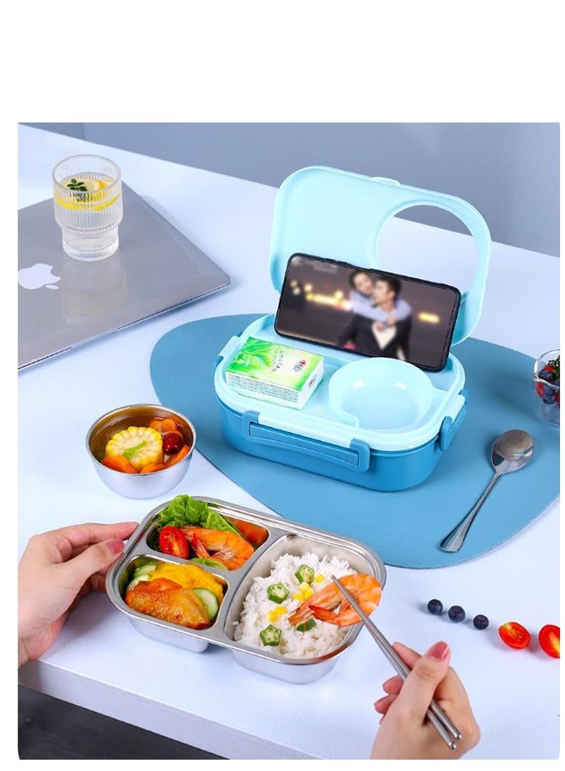 Golden Stainless Steel Lunch Box,Thermal Insulation Bento lunch box,Steel Food Container with Soup Bowl,Containers Lunch Box with 3 Compartments,Kids School Lunch box(1000 ml) - Image 4