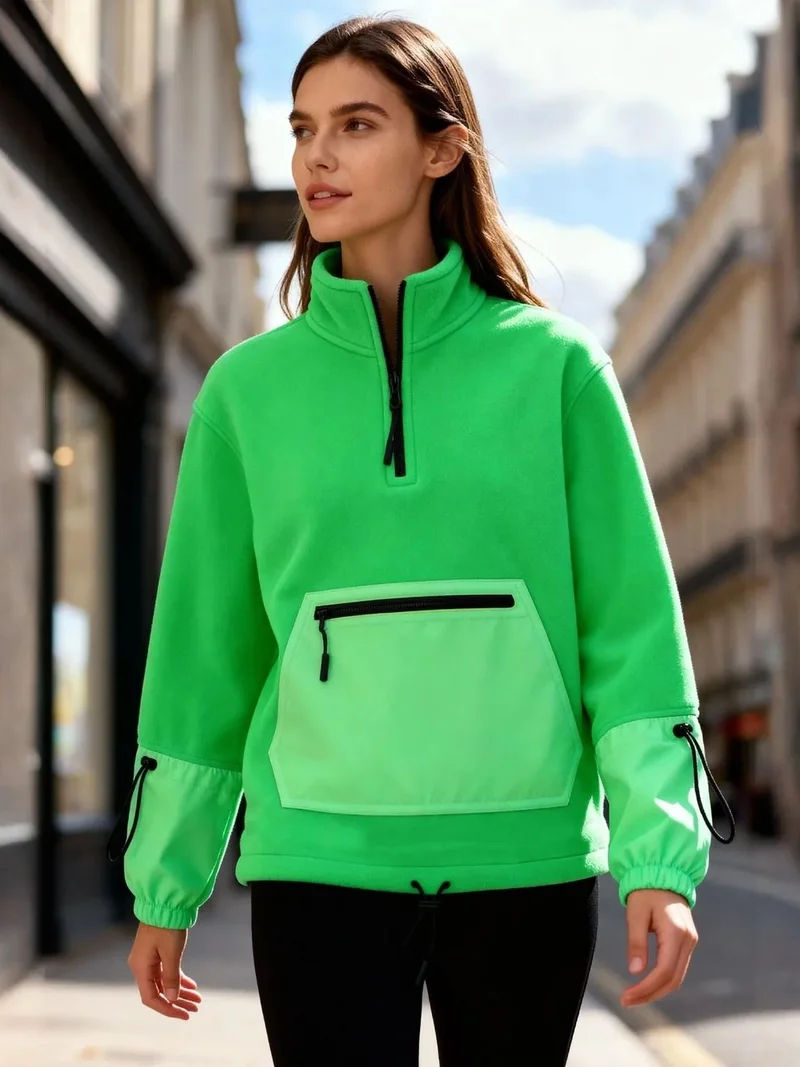 تومي لايف TOMMY Oversized Plush Half-Zip Sweatshirt