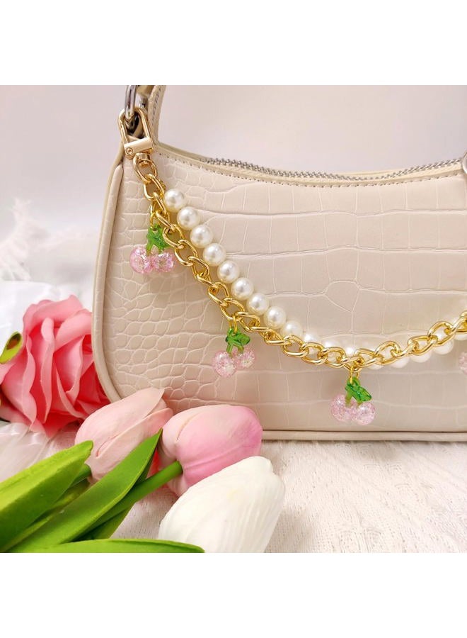 Nalefow Purse Extender Chain Pearl Cherry Purse Chian Strap Replacement Short Chain Straps, Metal Flower Heart Purse Strap Extender - Image 5