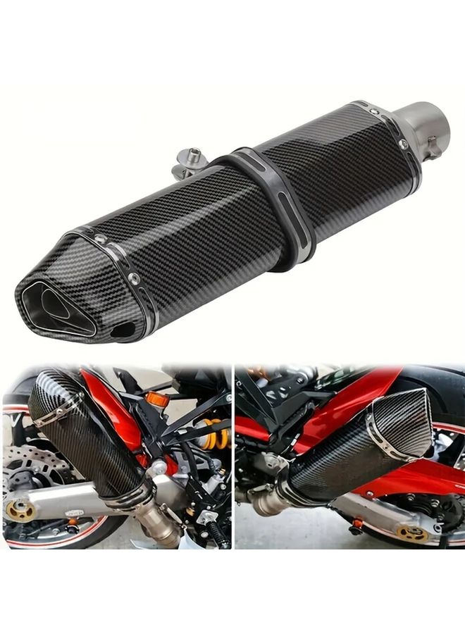 Black 340mm Aluminum Motorcycle Exhaust Pipe Corrosion Resistant Durable Metal Fits Most Bikes - Image 1