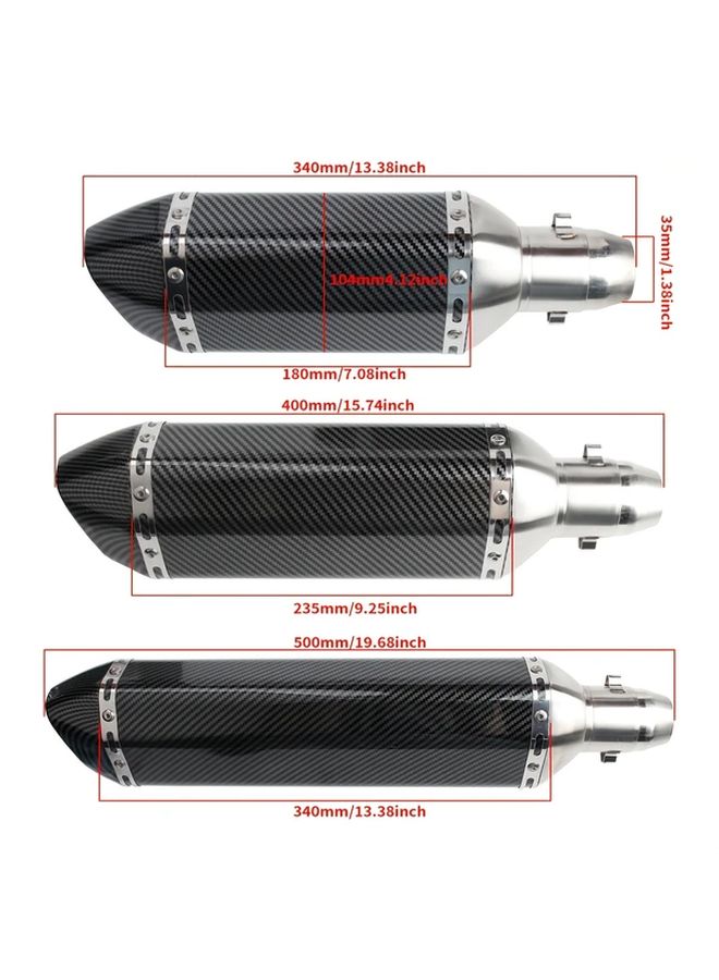Black 340mm Aluminum Motorcycle Exhaust Pipe Corrosion Resistant Durable Metal Fits Most Bikes - Image 2