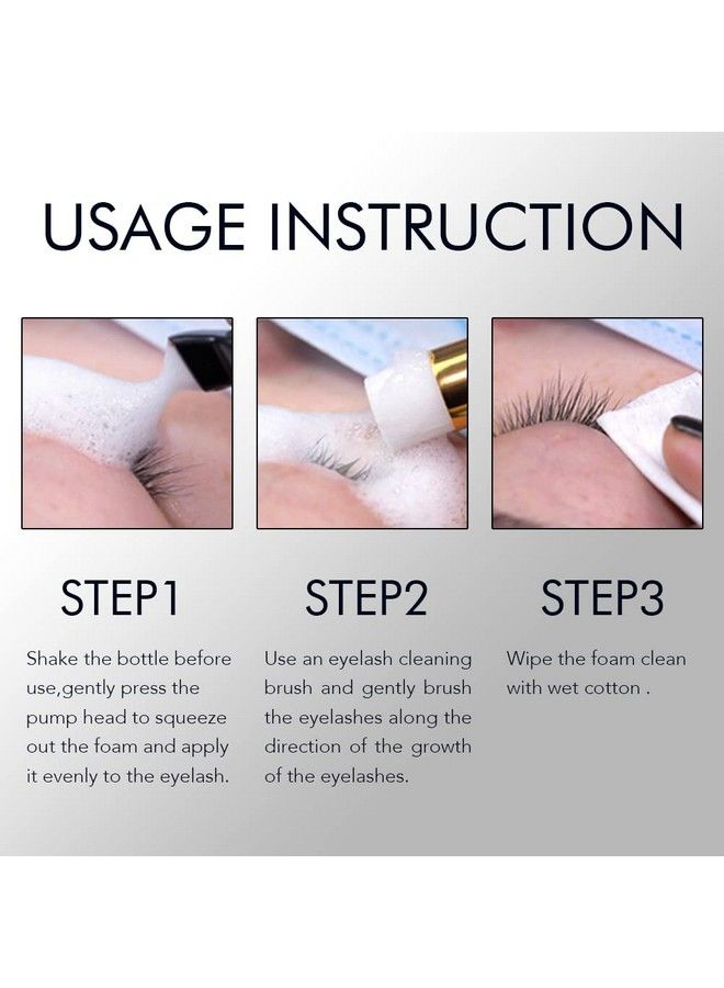 GOLLEEPRO Eyelash Extension Cleanser 100 Ml Lash Shampoo For Lash Extensions With Brush Eyelash Wash For Extensions & Natural Lashes/Paraben & Sulfate Free Safe Makeup Remover - Image 4