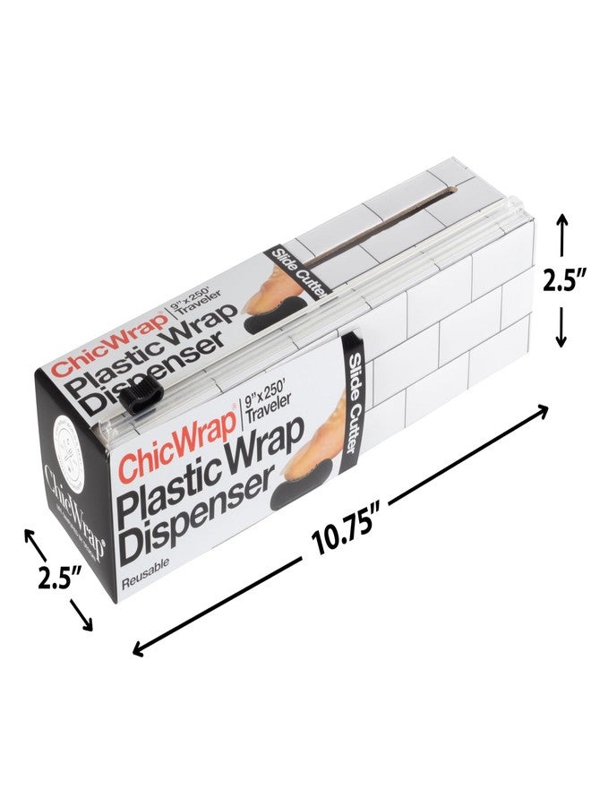 Chicwrap Subway Tile Refillable Plastic Wrap Dispenser - One 9" x 250' Roll of Professional Grade Plastic Wrap - BPA Free and Kosher Certified - Reusable Dispenser w/Slide Cutter - Image 4