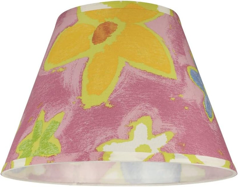 Aspen Creative 32187A Transitional Empire Shape Spider Construction Lamp Shade, Pink with Flowers, 7" Top x 13" Bottom x 9-1/2" Slant Height - Image 2