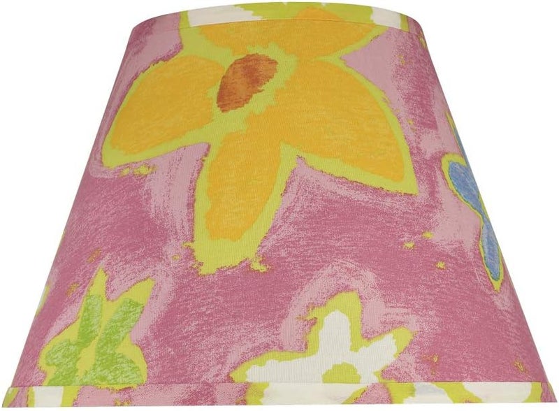 Aspen Creative 32187A Transitional Empire Shape Spider Construction Lamp Shade, Pink with Flowers, 7" Top x 13" Bottom x 9-1/2" Slant Height - Image 1