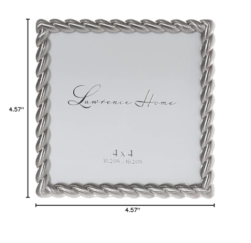 Lawrence Frames 4x4 Brushed Nickel Metal Picture Frame with Rope Design - Image 5