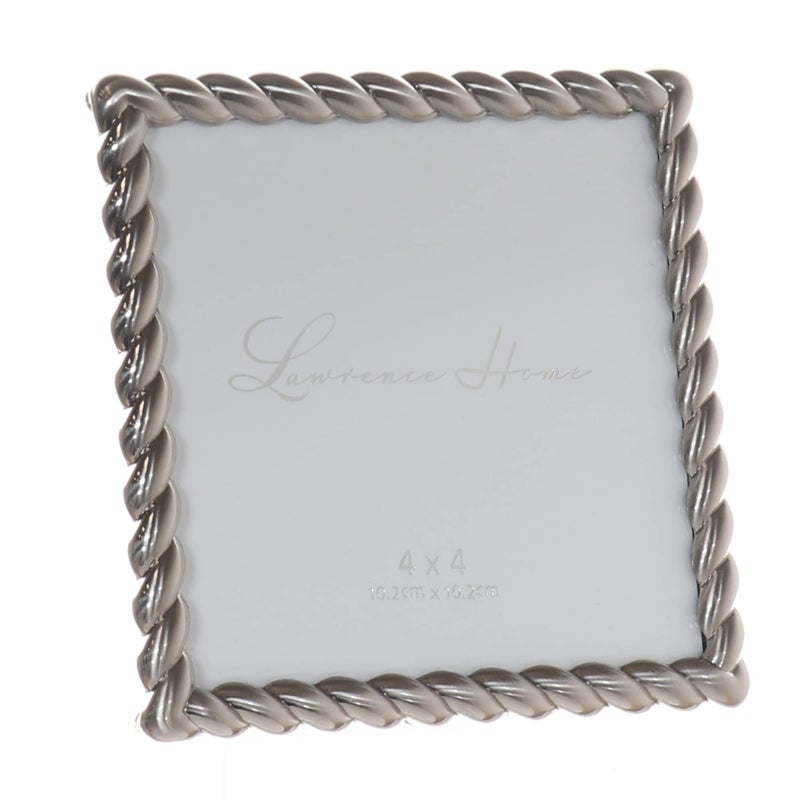 Lawrence Frames 4x4 Brushed Nickel Metal Picture Frame with Rope Design - Image 2