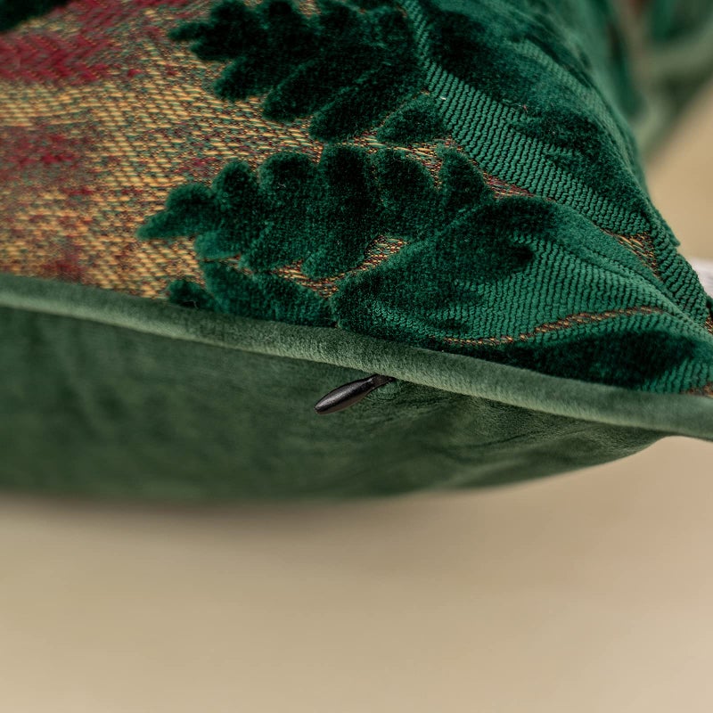Alerfa 12 x 20 Inch Green Teal Rectangle Maple Leaf Pillow Embroidery Cut Velvet Cushion Case Luxury Modern Lumbar Throw Pillow Cover Decorative Pillow for Couch Sofa Living Room Bedroom Car - Image 5
