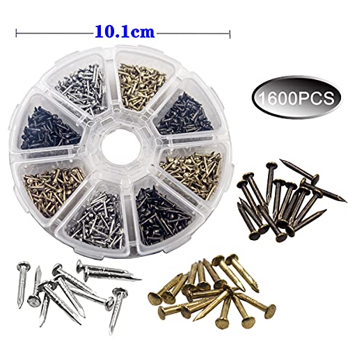 newlng 1600pcs Small Tiny Nails Wooden Screws Compact Antique DIY Decorative Box Accessories Mini Nails Gold Silver Bronze 1x6mm, 1x8mm 1x10mm Boxed - Image 4