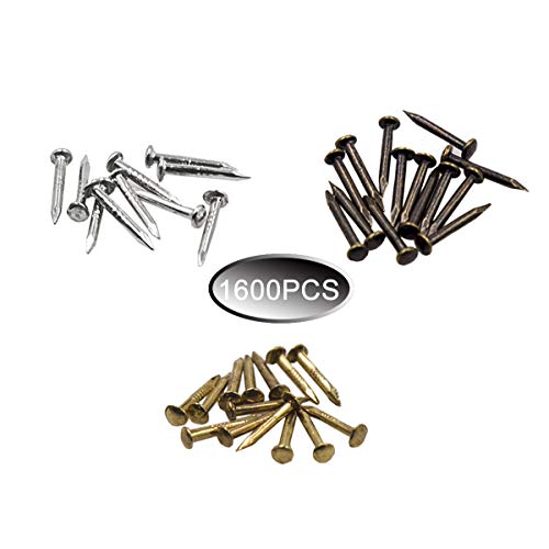 newlng 1600pcs Small Tiny Nails Wooden Screws Compact Antique DIY Decorative Box Accessories Mini Nails Gold Silver Bronze 1x6mm, 1x8mm 1x10mm Boxed - Image 3