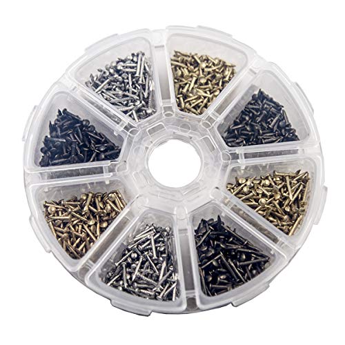 newlng 1600pcs Small Tiny Nails Wooden Screws Compact Antique DIY Decorative Box Accessories Mini Nails Gold Silver Bronze 1x6mm, 1x8mm 1x10mm Boxed - Image 1