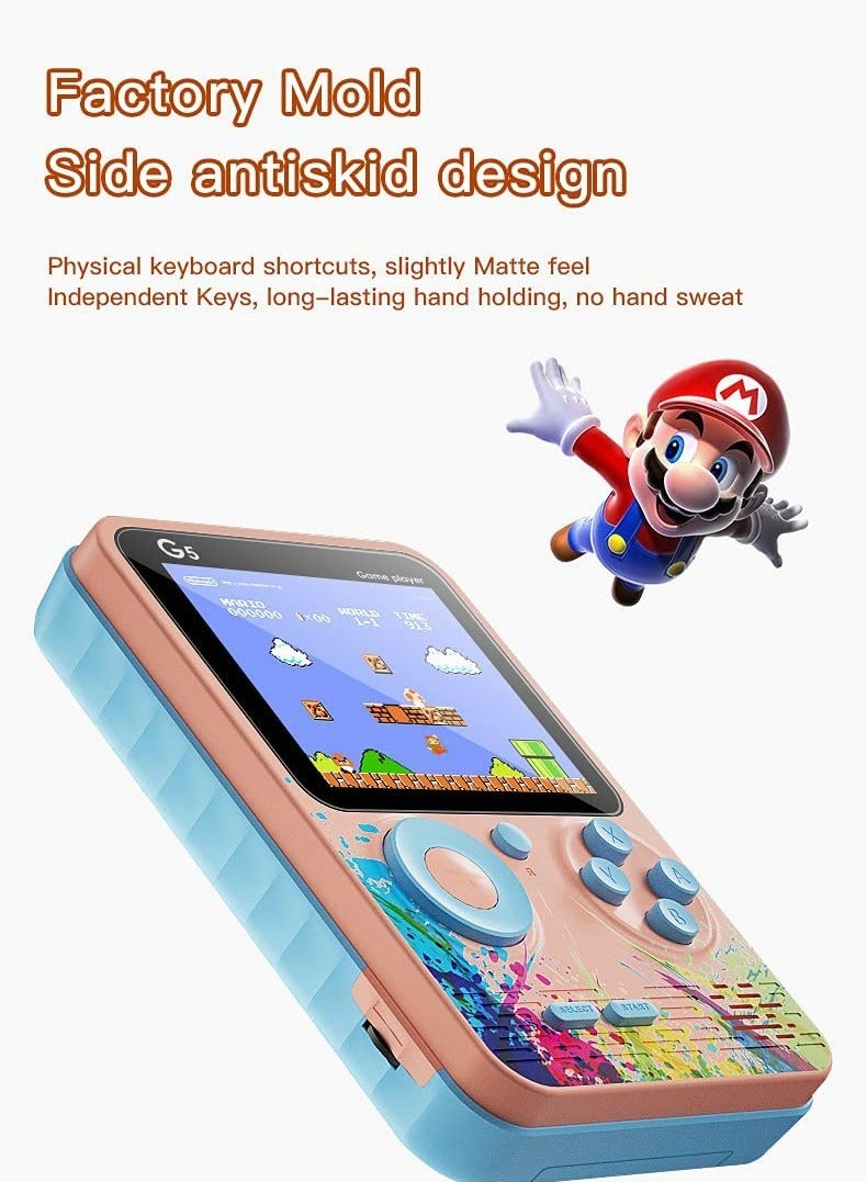 Excefore G5 Retro 3 inch Handheld Game Console Built-in 500 Classical FC Games Support for Connecting TV & Two Players (Blue) - Image 5