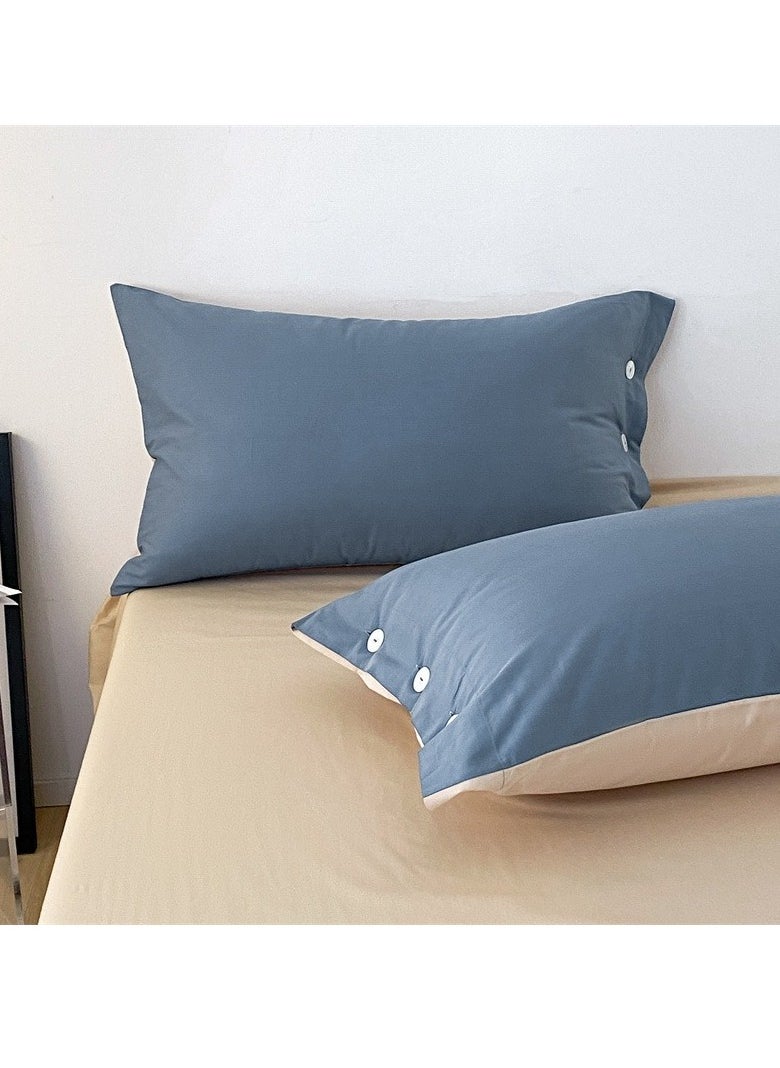 AROAQ Bed Cover Set, Soft Luxurious Pure Bedsheet Set, Long-staple Cotton Simple Solid Color Bed Sheet Quilt Cover Bedding Twill Cotton Set,(Milkshake White + Pumpkin Orange, 1.8m Bed Sheet Four-piece Set)  - Image 4