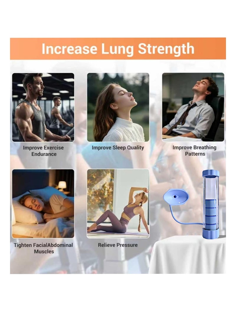 Aikanbo Breathing Exercise Device Washable Home Office Breathing Dumbbell for Lungs Abdominal Exerciser Practical Fitness, Running Yoga Fitness Equipment Gear（Blue） - Image 2