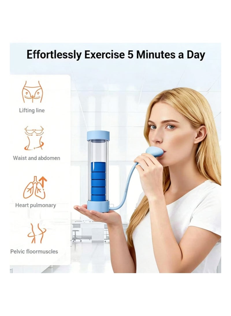 Aikanbo Breathing Exercise Device Washable Home Office Breathing Dumbbell for Lungs Abdominal Exerciser Practical Fitness, Running Yoga Fitness Equipment Gear（Blue） - Image 5