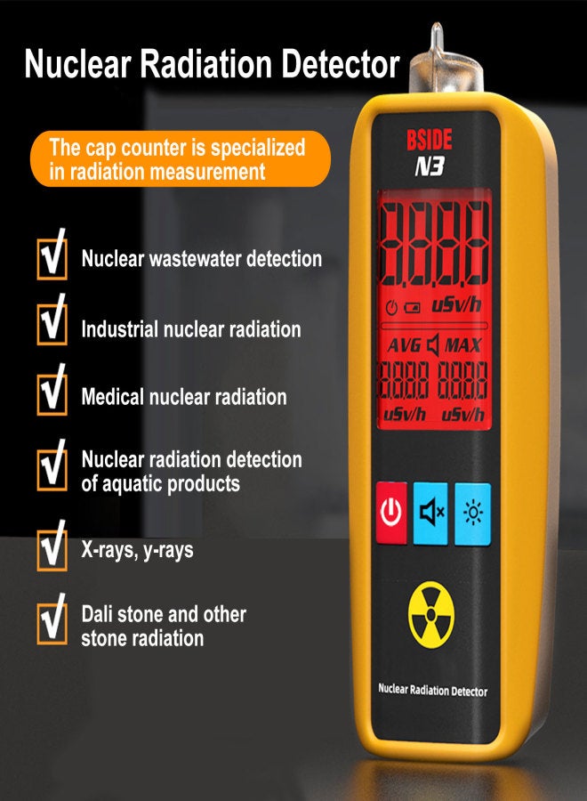 BSIDE N3 Nuclear Radiation Detector High Precision Aquatic Products Nuclear Wastewater Detector Industrial Marble Ray Detector Household Multifunctional Radioactive Geiger Counter - Image 4