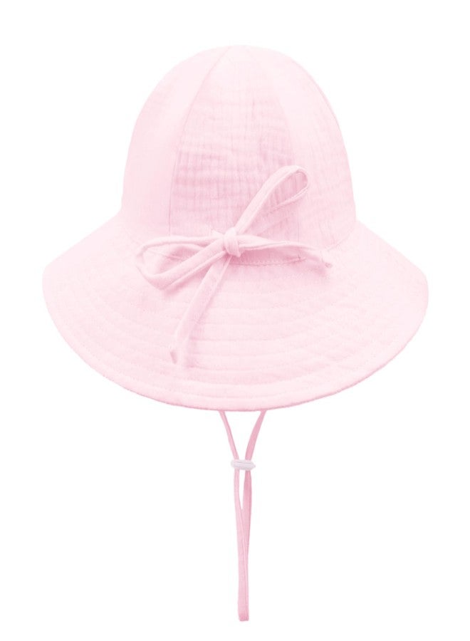 Weradau Baby Girl Sun Hat Toddler Summer Foldable Beach Hats with UPF50+ Sun Protection Wide Brim Baby Bucket Hat Cap 0-12 Months Pink - Image 4
