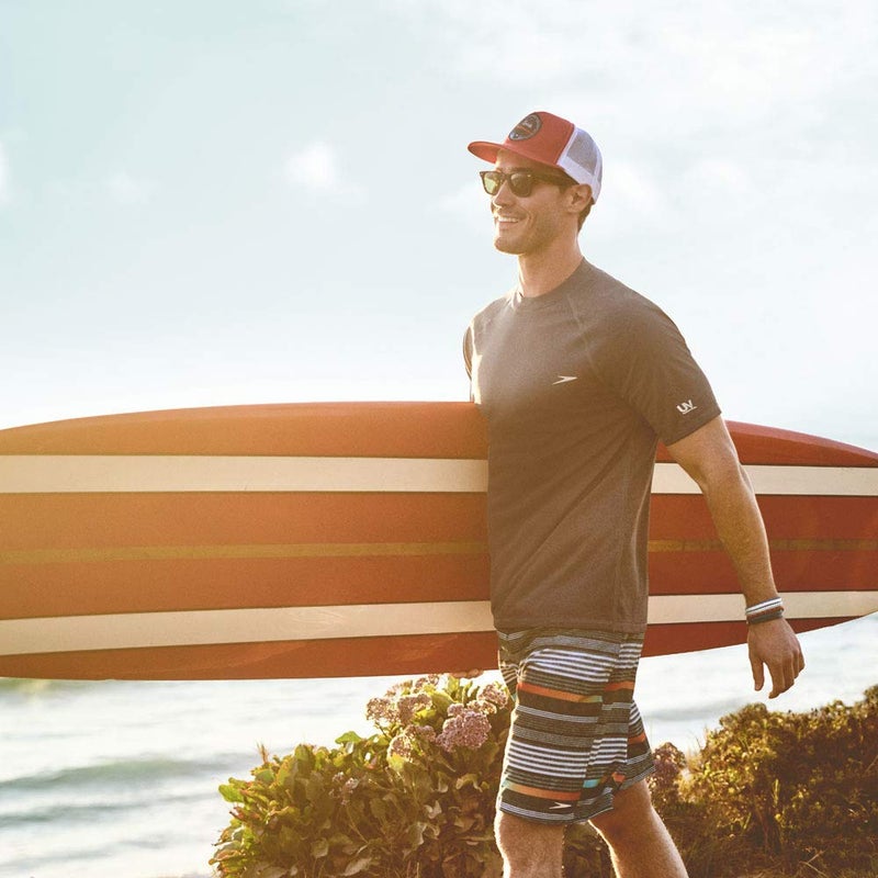 Speedo Men's Uv Swim Shirt Short Sleeve Loose Fit Easy Tee, Speedo Black, Uv Swim Shirt Short Sleeve Loose Fit Easy Tee - Image 2