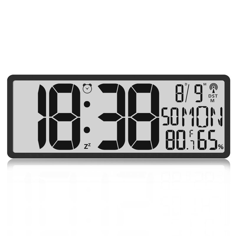 Timloon Digital LCD Atomic Desktop Clock, 7.8" Screen with Time, Date, Temperature, Humidity, Alarm, Snooze, DST, Time Zone for Home, Office (No Backlight) - Image 1