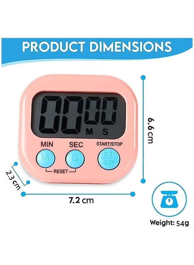 2-pack LCD digital kitchen countdown magnetic timer suitable for various occasions white and pink  - Image 2