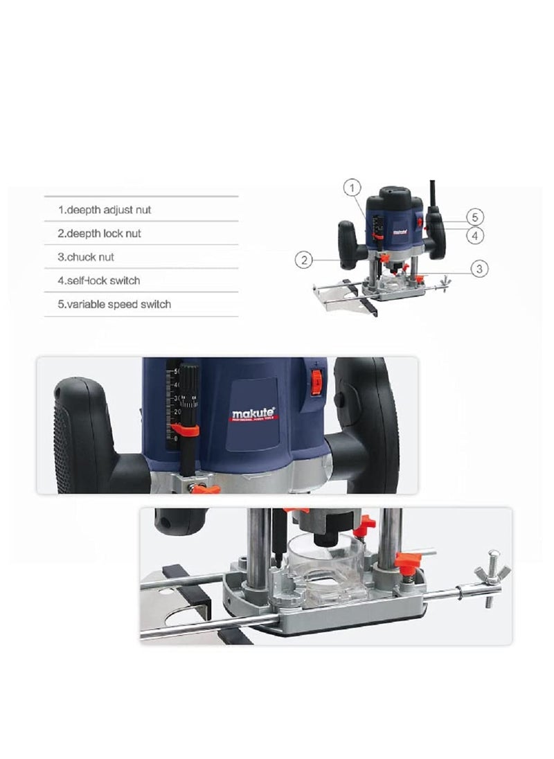ANYM - ANYM Professional Electric Wood Trimmer Router 8mm Diameter 1200W - Image 1