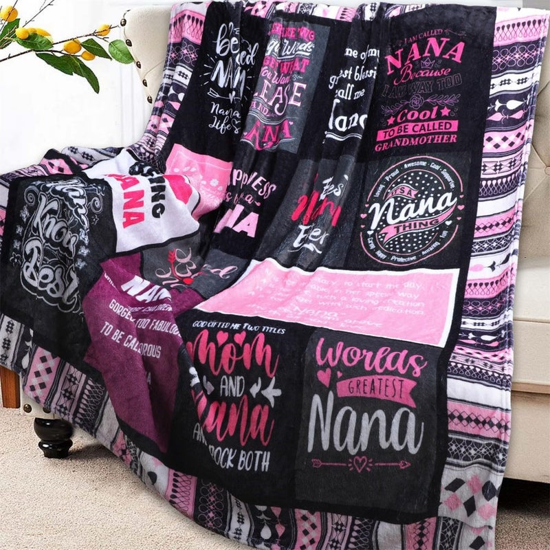 Guvisu Nana Gifts Nana Birthday Gifts Best Nana Ever Blanket Nana Gifts from Grandkids Nana Gifts from Granddaughter Grandma Birthday Gifts for Nana Throw Blanket 60  X 80  - Image 2
