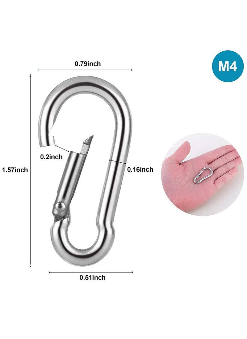 KASTWAVE M4 Carabiner Clip Hook, Heavy Duty Spring Snap, Small Stainless Steel Ring for Camping Fishing Hiking Traveling Climbing, Quick Link for Hammock, Key, Backpack, Dog Leash, Rope, Boat (12PCS)  - Image 2