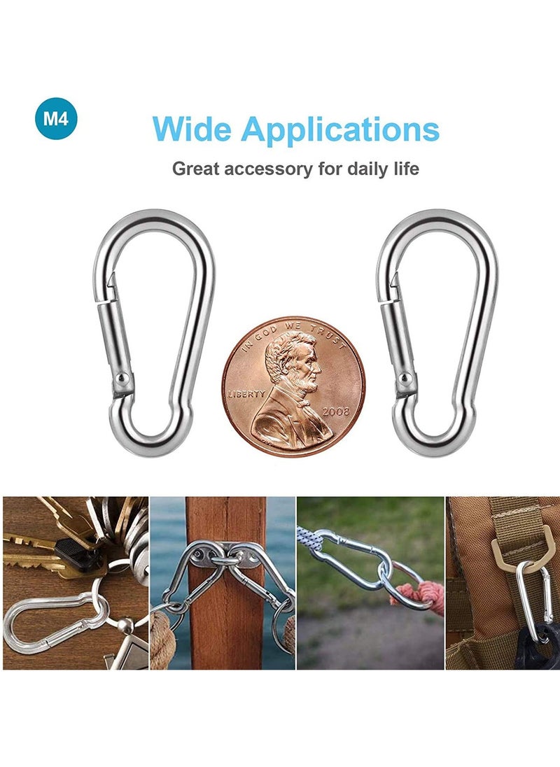KASTWAVE M4 Carabiner Clip Hook, Heavy Duty Spring Snap, Small Stainless Steel Ring for Camping Fishing Hiking Traveling Climbing, Quick Link for Hammock, Key, Backpack, Dog Leash, Rope, Boat (12PCS)  - Image 5