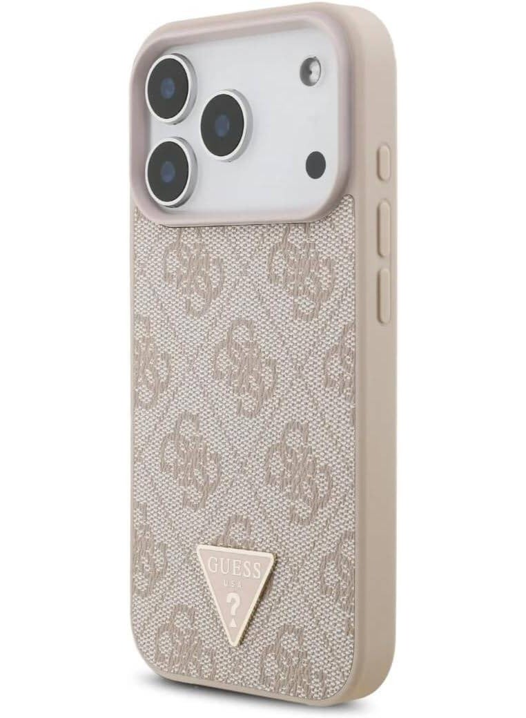 Guess MagSafe 4G PU Leather Case with Triangle Logo and strap for iPhone 17 Pro max - Pink - Image 5