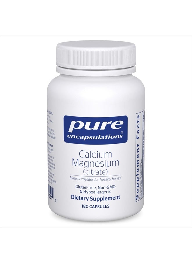 Pure Encapsulations - Calcium Magnesium (Citrate) - 240 g Calcium & 240 g Magnesium - Bone Health Support - Non-GMO & Vegan - 180 Capsules - Image 1