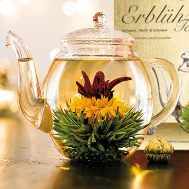 Creano Tea Flowers Mix 6pcs Set Blooming Tea, Green Tea, White Tea & Black Tea in Elegant Magnetic Box with Silver Embossing - Image 2