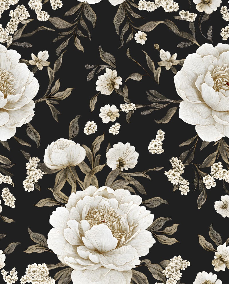 Laatse Boho Wallpaper Peel and Stick Dark Floral Wallpaper for Cabinet 17.5in x393in Vintage Contact Paper Waterproof Self Adhesive Modern Flowers Leaf Wall Paper for Room Walls Bathroom Decor - Image 1