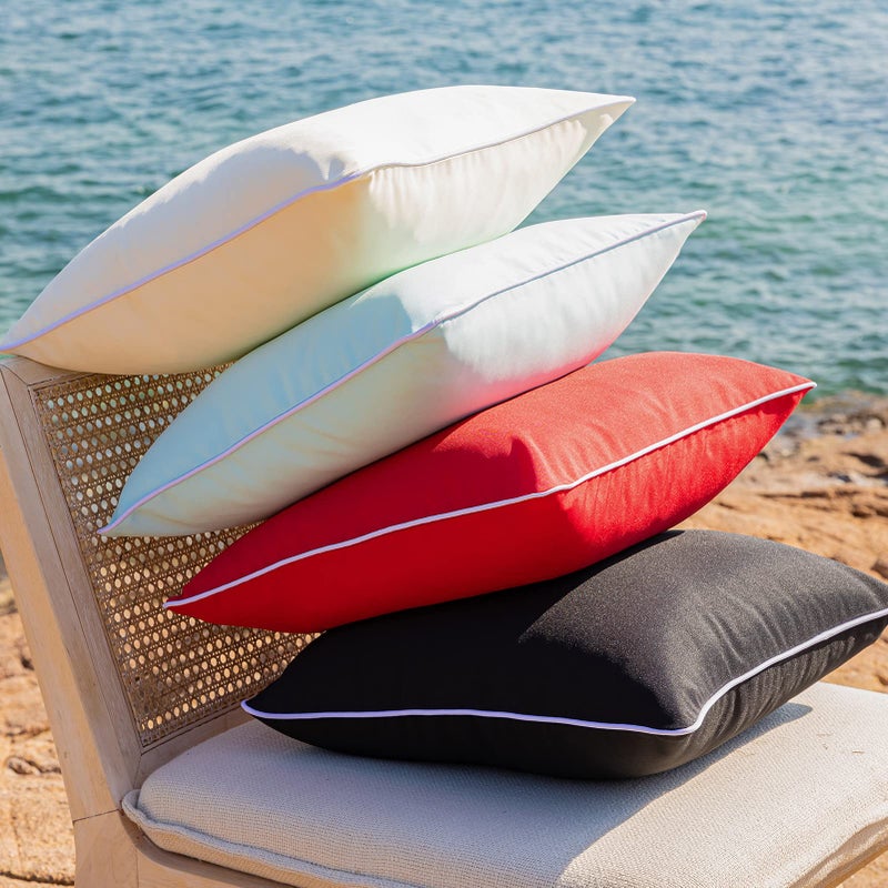 Phantoscope Pack of 2 Outdoor Waterproof Solid Throw Decorative Pillow Cover Decorative Square Outdoor Pillows Cushion Case Patio Pillows for Couch Tent Sunbrella (20''x20'', Cream Cheese) - Image 5