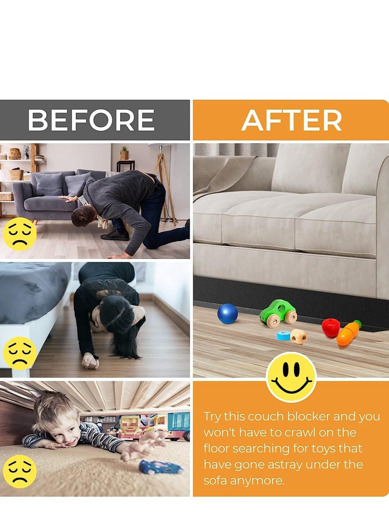 SYOSI 118" Cuttable Under Couch Bed Blocker Toy Blockers for Pets Stop Things from Going Sofa and Other Furniture Hard Surface Floors Only (Black) - Image 2