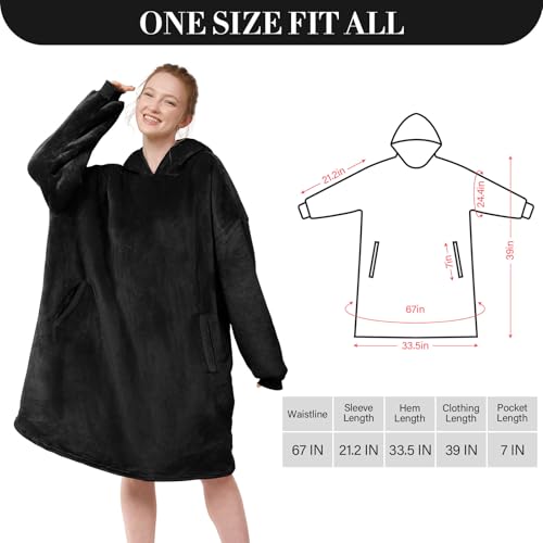 LetsFunny Blanket Hoodie,Oversized Wearable Sherpa Fleece Blanket Sweatshirt,Super Soft Warm Cozy with Giant Pocket,Gifts for Women Men Adults Teenagers Kids, One Size Fits All - Image 3