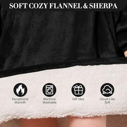 LetsFunny Blanket Hoodie,Oversized Wearable Sherpa Fleece Blanket Sweatshirt,Super Soft Warm Cozy with Giant Pocket,Gifts for Women Men Adults Teenagers Kids, One Size Fits All - Image 5