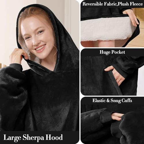LetsFunny Blanket Hoodie,Oversized Wearable Sherpa Fleece Blanket Sweatshirt,Super Soft Warm Cozy with Giant Pocket,Gifts for Women Men Adults Teenagers Kids, One Size Fits All - Image 4