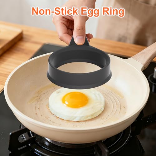 LYNG Silicone Egg Rings for Cooking, 4 Pack Egg Molds with Leak-Proof Design, Non-Stick BPA Free Egg Cooker Rings, Heat Resistant up to 500°F, Dishwasher Safe Grey - Image 3