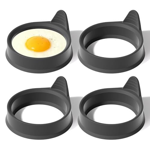 LYNG Silicone Egg Rings for Cooking, 4 Pack Egg Molds with Leak-Proof Design, Non-Stick BPA Free Egg Cooker Rings, Heat Resistant up to 500°F, Dishwasher Safe Grey - Image 1