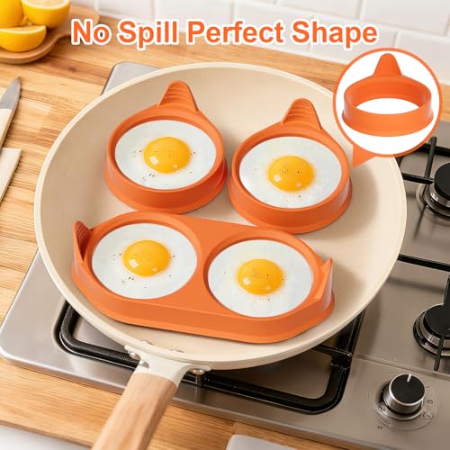 LYNG Silicone Egg Rings for Cooking, 4 Pack Egg Molds with Leak-Proof Design, Non-Stick BPA Free Egg Cooker Rings, Heat Resistant up to 500°F, Dishwasher Safe Grey - Image 2
