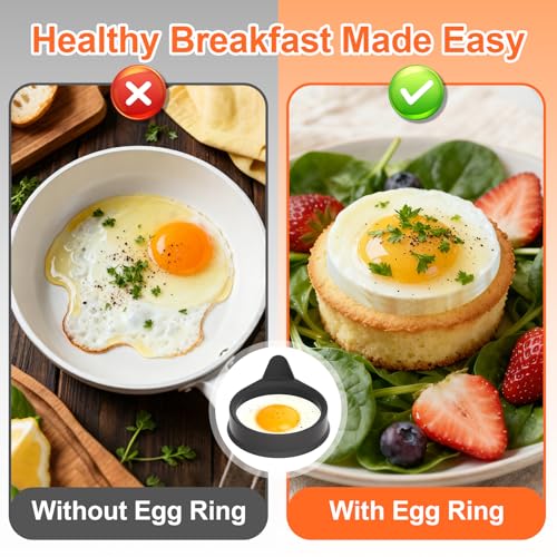 LYNG Silicone Egg Rings for Cooking, 4 Pack Egg Molds with Leak-Proof Design, Non-Stick BPA Free Egg Cooker Rings, Heat Resistant up to 500°F, Dishwasher Safe Grey - Image 5