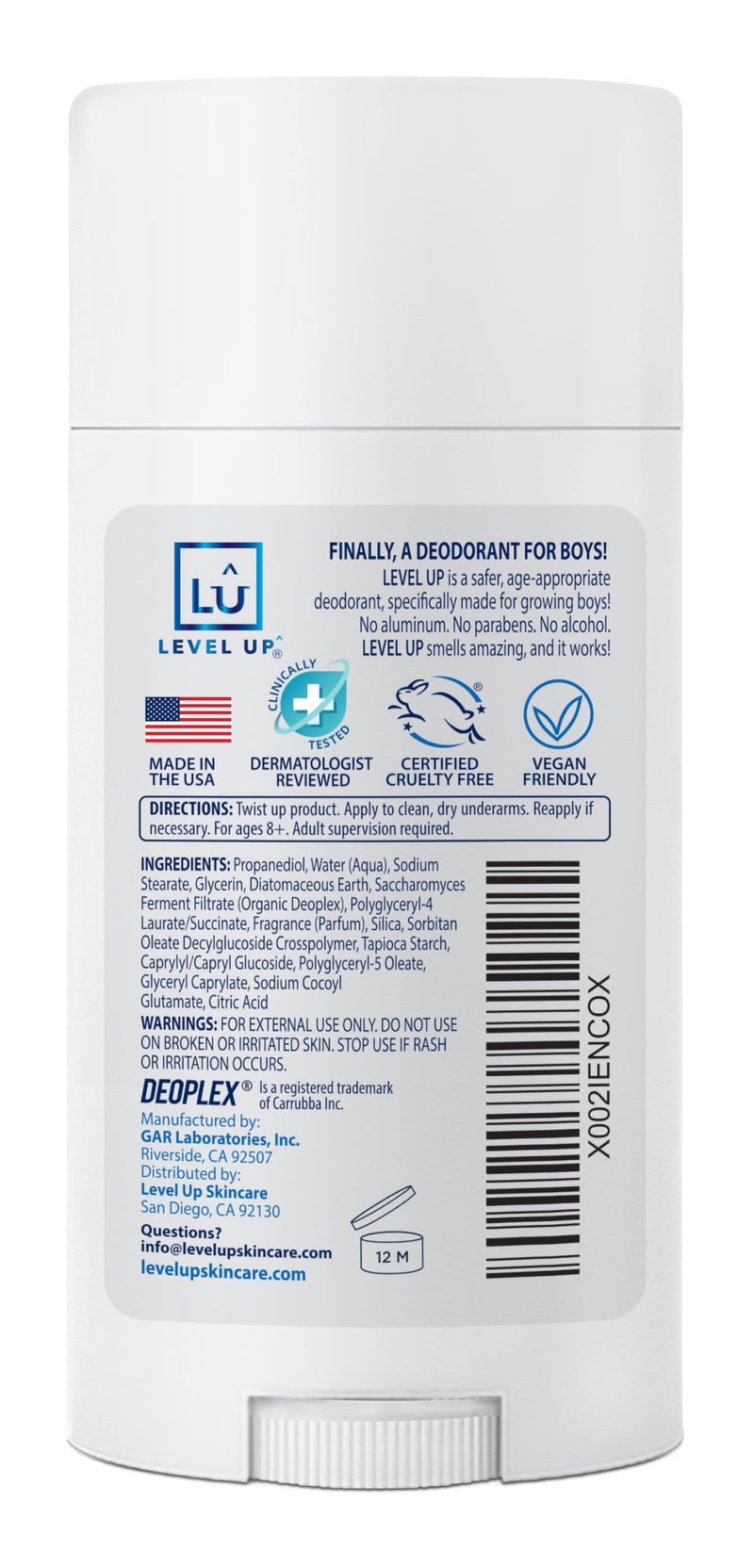 Level Up مزيل عرق ليفل أب للأولاد: خالي من الألمنيوم، خالي من الكحول، خالي من البارابين، حماية من الروائح لمدة 24 ساعة، رائحة نظيفة ومنعشة، للأطفال والمراهقين، صنع في الولايات المتحدة - Image 2
