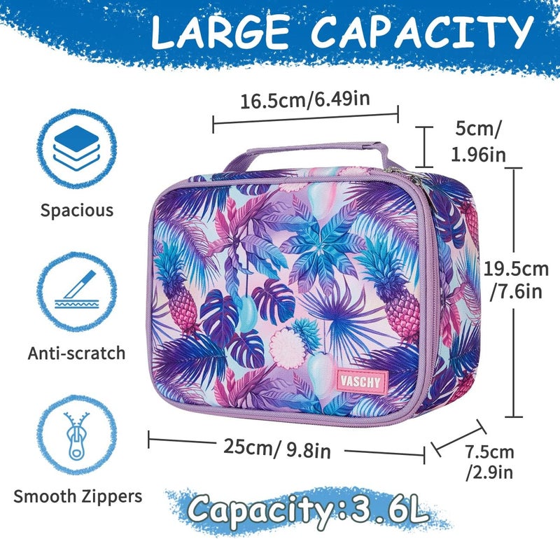 Vaschy Large Pencil Case,VASCHY 72 Slots Marker Organizer Big Pen Pouch Stationery Holder with 3 Layers for Kids Adults Student School Office, Purple Pineapple, One_Size, pencil case - Image 2