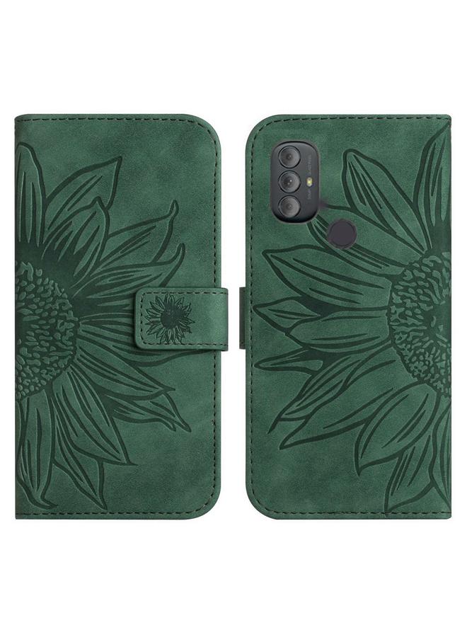 erorex Case For Motorola Moto G Power 2022 Skin Feel Sun Flower Pattern Flip Leather Phone Case with Lanyard - Image 2
