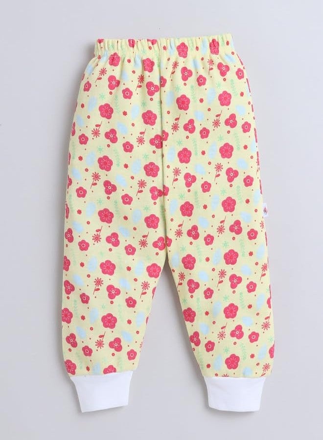 BUMZEE Yellow & Pink Full Length Girls Cotton Pyjamas Pack of 4 Age - 3-6 Months (Peb9986B-ylw.pnk) - Image 4